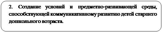 Скругленный прямоугольник: 2. Создание условий и предметно-развивающей среды, способствующей коммуникативному развитию детей старшего дошкольного возраста.

