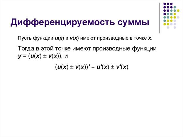Дифференцируемость суммы