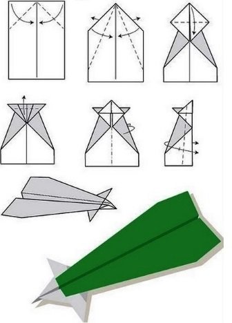 Схема сборки устойчивого бумажного самолета