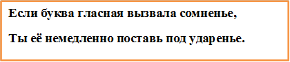 Если буква гласная вызвала сомненье,
Ты её немедленно поставь под ударенье.
