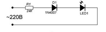 схема подключения светодиода через защитный диод