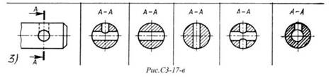 Дана деталь и указано ее сечение А-А (рис.С3-17-в). Выбрать правильный вариант сечения