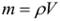 Формула Связь массы, плотности и объёма