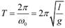 Формула Период колебаний математического маятника