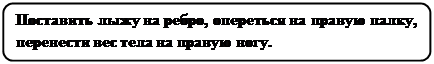 Скругленный прямоугольник: Поставить лыжу на ребро, опереться на правую палку, перенести вес тела на правую ногу.

