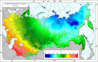 AgroAtlas - Климат - Карта средней среднемноголетней температуры воздуха за  год .