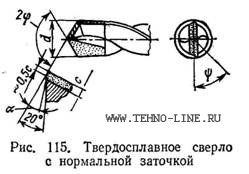Твердосплавное сверло с нормальной заточкой