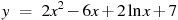 y~=~2x^2-6x+2\ln x+7