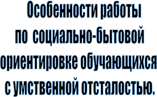       Особенности работы 
  по  социально-бытовой 
ориентировке обучающихся
 с умственной отсталостью.