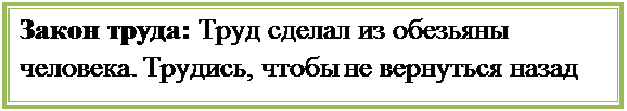 Надпись: Закон труда: Труд сделал из обезьяны человека. Трудись, чтобы не вернуться назад