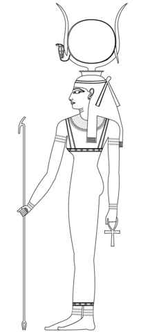 Раскраска Hathor, Ancient Egyptian Goddess - Кликните чтобы открыть версию для печати