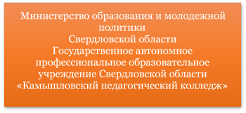 Министерство образования и молодежной политики 
Свердловской области
Государственное автономное профессиональное образовательное учреждение Свердловской области
«Камышловский педагогический колледж»
