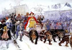 Василий Суриков. Большой маскарад в 1772 году на улицах Москвы с участием Петра I и князя кесаря И. Ф. Ромодановского (1900)