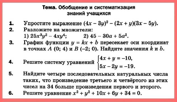 КР-08 В-1 Алгебра 7 Мерзляк
