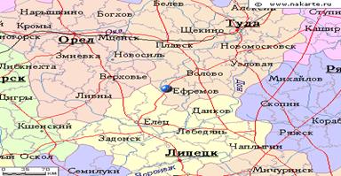 Карта окрестностей города Ефремов от НаКарте.RU