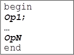 begin
Op1;
… OpN end