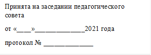 Принята на заседании педагогического совета
от «____»______________2021 года
протокол № ______________
