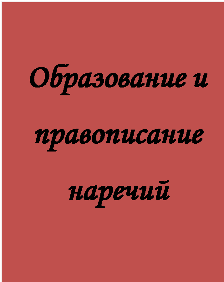 Надпись: Образование и правописание наречий

