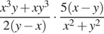  дробь: числитель: x в кубе y плюс xy в кубе , знаменатель: 2 левая круглая скобка y минус x правая круглая скобка конец дроби умножить на дробь: числитель: 5 левая круглая скобка x минус y правая круглая скобка , знаменатель: x в квадрате плюс y в квадрате конец дроби 