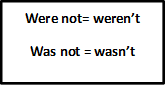 Were not= weren’t
Was not = wasn’t
