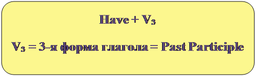 Скругленный прямоугольник: Have + V3
V3 = 3-я форма глагола = Past Participle

