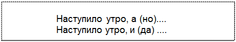 Text Box: Наступило утро, а (но)....
Наступило утро, и (да) ....
