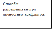 Способы разрешения внутри личностных конфликтов