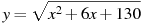 y=\sqrt{x^2+6x+130}