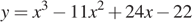 y=x в степени 3 минус 11x в степени 2 плюс 24x минус 22