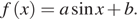 f левая круглая скобка x правая круглая скобка =a синус x плюс b.