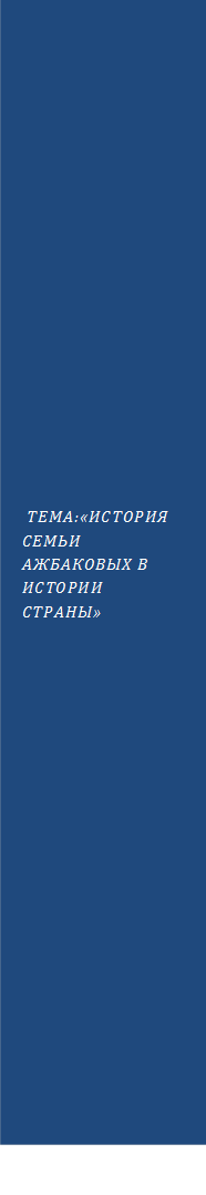  ТЕМА:«ИСТОРИЯ  СЕМЬИ  АЖБАКОВЫХ В ИСТОРИИ  СТРАНЫ» 