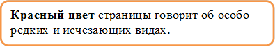 Красный цвет страницы говорит об особо редких и исчезающих видах.
.

