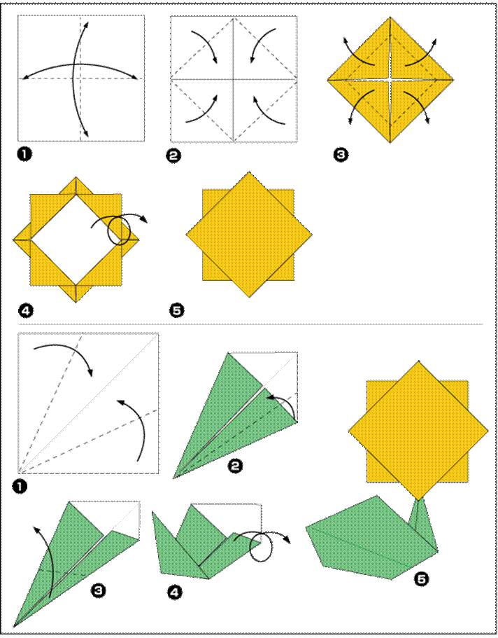 Просто оригами лет 6. Оригами цветок из бумаги схема для начинающих. Оригами из бумаги для начинающих цветы простые схемы. Оригами простые схемы для начинающих цветы. Простая схема оригами цветочек для детей.