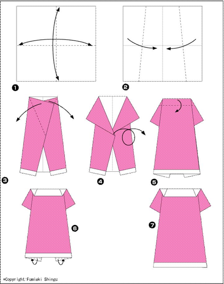 Платье оригами для детей пошагово