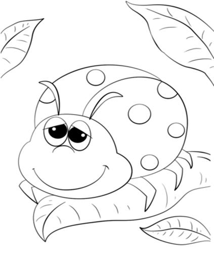 Раскраска Cute Cartoon Ladybug - Кликните чтобы открыть версию для печати