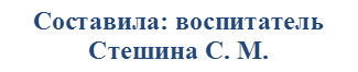 Составила: воспитатель    Стешина С. М.

