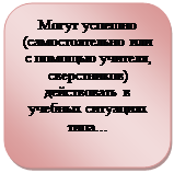 Скругленный прямоугольник: Могут успешно (самостоятельно или с помощью учителя, сверстников) действовать в учебных ситуациях типа…