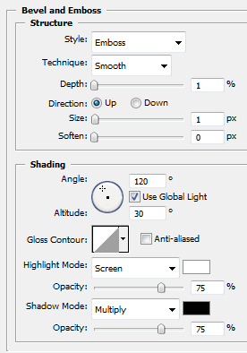 bevel and embos