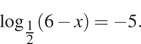 \log _ дробь: числитель: 1, знаменатель: 2 конец дроби левая круглая скобка 6 минус x правая круглая скобка = минус 5. 