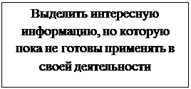 Надпись: Выделить интересную информацию, но которую пока не готовы применять в своей деятельности