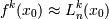 f^k(x_0)\approx L^{k}_n(x_0) 
