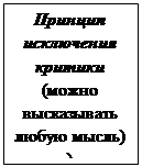 Text Box: Принцип  исключения критики (можно высказывать любую мысль) )