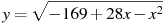 y=\sqrt{-169+28x-x^2}