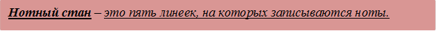 Нотный стан – это пять линеек, на которых записываются ноты. 