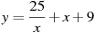 y=\frac{25}{x} +x+9