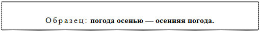 Надпись: Образец: погода осенью — осенняя погода.