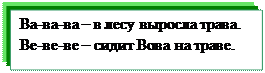 Надпись: Ва-ва-ва – в лесу выросла трава.
Ве-ве-ве – сидит Вова на траве.
