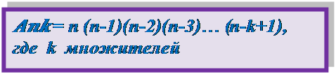 Надпись: A_n^k = n (n-1)(n-2)(n-3)… (n-k+1),  где  k  множителей