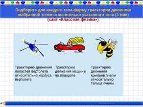 Подберите для каждого тела форму траектории движения выбранной точки относительн