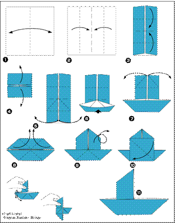Схема оригами парусник